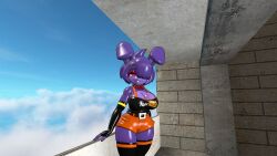 anthro big_breasts bonfie bonfie_(cryptia) bonfie_(cryptiacurves) breasts bunny_ears bunny_girl bunnygirl fap_nights_at_frenni's fazclaire's_nightclub female five_nights_at_freddy's fnaf fredina's_nightclub furry_female garry's_mod looking_at_viewer purple_eyes purple_hair purple_skin rabbit rabbit_girl red_bowtie sky solo