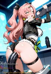 1girls ai_generated bondage bound_arms bound_legs bound_wrists dildo female forced forced_orgasm green_eyes nicole_demara open_mouth panties_aside penetration pussy pussy_juice rape rasilinai rolling_eyes sex_machine stable_diffusion tagme tongue_out twintails vaginal_penetration vaginal_penetration zenless_zone_zero