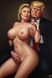 ai ai_generated ass ass_grab boobs_out breasts breasts donald_trump embracing hillary_clinton hugs love lovers secretly_loves_it truth