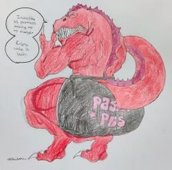 2025 ass big_ass big_butt bottomwear bubble_ass bubble_butt clawed_feet claws clothing color colored david_anders dinosaur dinosaurus_(invincible) dumptruck_ass dumptruck_butt first_porn_of_character invincible invincible_(comics) invincible_(tv_series) male plump plump_ass plump_butt red_body red_skin red_tail reptile scalie sharp_teeth slowarts squatting tagme traditional_art traditional_media traditional_media_(artwork) wide_hips