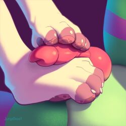 blurry bow chromatic_aberration claws close-up closed_mouth gloves half-closed_eyes happy lying no_humans on_stomach paws pokemon_(creature) signature sitting smile solo standing tail white_gloves
