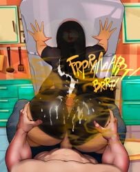 alternate_version_available ass_bigger_than_head big_ass big_penis cum cum_on_ass cum_on_body cumshot ejaculation ejaculation_between_cheeks erection eyepet2010 fart fart_cloud fart_fetish fart_on_dick farting farting_on_dick fartjob holding_ass huge_ass kitchen kitchen_sex latina penis_between_ass pov round_ass