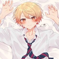 1male akikasa blush blushing blushing_at_viewer bottom bottom_male breed_him clothed clothes gay holding_down homosexual i_like_funny_tags i_like_ya_cut_g i_wonder_how_many_ships_this_could_be meow mt_pr_sk omg_its_sex on_bed pinning_down project_sekai ruikasa school_uniform submissive tagme tenma_tsukasa toyakasa wait_this_is_rule34 white_sheets
