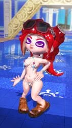 almost_naked almost_nude barely_clothed big_breasts bikini bracelet bracelets breasts earring earrings female female_focus female_only gem indoor_pool jewelry large_breasts light-skinned_female light_skin looking_at_viewer nintendo nintendo_switch octoling octoling_girl octoling_rival pleasureshot_jr pool pseudo_hair purple_eyes red_hair sandals solo solo_female solo_focus splatoon splatoon_(series) splatoon_2 splatoon_3 sunglasses sunglasses_on_head tentacle tentacle_hair thick_thighs venus_bikini video_game_character video_games water