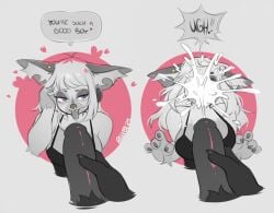 2025 4_fingers anthro bedroom_eyes big_breasts big_penis blush bodily_fluids breasts buxbi closed_eyes clothing cum cum_on_face cumshot dialogue domestic_cat ear_piercing ejaculation english_text erection eyebrows facial_piercing fangs felid feline felis female fingers genital_fluids genitals good_boy hair half-closed_eyes heart_symbol holding_penis inner_ear_fluff lindy_(buxbi) long_hair looking_at_viewer male mammal narrowed_eyes nose_piercing nose_ring open_mouth orgasm penis piercing ring_piercing seductive shirt simple_background smile speech_bubble tank_top teeth text tongue tongue_out topwear tuft white_background white_hair