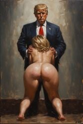 ai ai_generated ass ass_grab boobs_out breasts donald_trump embracing hillary_clinton hugs love lovers secretly_loves_it truth