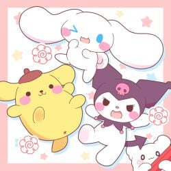 2023 :3 ambiguous_anthro ambiguous_gender anthro anus black_clothing black_eyes black_headgear black_headwear black_hood black_nose black_tail blue_eyes blush blush_stickers border brown_beret canid canine canis cheek_spiral chibi cinnamon_(cinnamoroll) cinnamoroll clothing demon digital_media_(artwork) domestic_dog drop_shadow eyelashes featureless_feet featureless_hands featureless_legs feet female female_anthro floppy_ears fur ghost group hanamaruobake headgear headwear hi_res holding_object holding_pencil holding_with_two_hands kuromi lagomorph leporid long_ears looking_at_viewer lop_ears male male_anthro mammal one_eye_closed onebchan onegai_my_melody open_mouth open_smile pencil_(object) pink_blush pink_border pink_nose pink_tongue pompompurin_(character) print_clothing print_headgear print_headwear print_hood pupils rabbit red_pencil round_nose sanrio shaded simple_shading skull_print smile spade_tail spirit tail tongue white_body white_ears white_fur white_pupils white_tail wink winking_at_viewer yellow_body yellow_ears yellow_fur yellow_tail