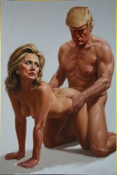ai ai_generated ass ass_grab boobs_out breasts donald_trump embracing hillary_clinton hugs love lovers secretly_loves_it truth