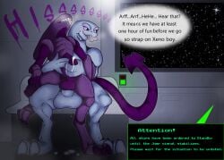 absurd_res alien alien_(franchise) anal anal_sex anthro bodily_fluids breeding_kink chair claws computer cum cum_drip cum_inside dominant dominant_male dripping duo electronics finger_claws from_behind_position furniture genital_fluids genitals halo_(series) hi_res hissing holding_penis humanoid interspecies lucardo_cruz male male/male masturbation messy microsoft muscular muscular_male musk musk_clouds omega_kefi on_chair on_lap open_mouth penetration penis precum sangheili sex sitting sitting_on_another sitting_on_chair sitting_on_lap smile space spaceship_interior speech_bubble steam sweat sweatdrop tail toe_claws unusual_anatomy unusual_tail xbox_game_studios xenomorph