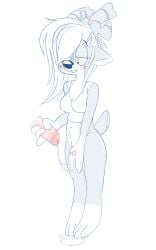 anthro antlers big_breasts blush bodily_fluids bottomless breasts cleavage clothed clothing crop_top cum cum_on_ground cum_on_penis deer duo faceless_character faceless_male fangs flaccid foreskin genital_fluids genitals gynomorph gynomorph/male gynomorph_focus hair handjob hi_res horn intersex intersex/male intersex_focus long_hair looking_down male mammal mismatched_sexual_dimorphism partially_retracted_foreskin penile penis riley_(wolfplush) scut_tail sex shirt short_tail solo_focus standing tail teeth topwear trans_(lore) trans_woman_(lore) wolfplush