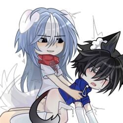 black_eyes blue_hair catboy dog_futa dog_girl doggy doggy_style female futanari gacha gacha_heat intersex licu