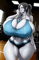 1girls 2025 after_training ai_generated bare_shoulders between_breasts big_breasts blue_sports_bra bottle breasts breasts_bigger_than_head busty cleavage collarbone colored_skin crop_top curvaceous curvaceous_figure curves curvy curvy_body curvy_female curvy_figure curvy_hips female female female_focus female_only fit fit_female gigantic_breasts grey_hair gym gym_clothes gym_uniform heavy_breathing highres hips hips_wider_than_shoulders huge_breasts large_breasts long_hair massive_breasts massive_thighs narrow_waist navel nintendo nipple_bulge nunai open_mouth overflowing_breasts pale-skinned_female pale_skin ponytail short_shorts shorts solo solo_female solo_focus super_smash_bros. sweat sweatdrop sweating sweaty tank_top thick_thighs thighs_bigger_than_head thighs_bigger_than_torso towel training venus_body video_game video_game_character video_games voluptuous voluptuous_female water_bottle white_body white_eyes white_skin wide_hips wii wii_fit wii_fit_trainer wii_fit_trainer_(female) yoga_pants