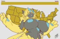 aurora_(nbanoob) big_breasts breasts cleavage female furry huge_breasts nipples pokemon pokemon_(species) tagme thick_thighs thyhsilverfeet wide_hips zeraora