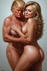 ai ai_generated ass ass_grab boobs_out breasts breasts donald_trump embracing hillary_clinton hugs love lovers secretly_loves_it truth