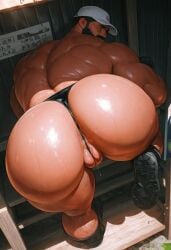 ai_generated bara beard big_ass cuntboy cuntboy/male human intersex male male_only muscular muscular_back muscular_cuntboy muscular_male muscular_thighs presenting_pussy pussy thong yaoi