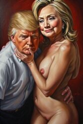 ai ai_generated ass ass_grab boobs_out breasts breasts donald_trump embracing hillary_clinton hugs love lovers secretly_loves_it truth