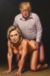ai ai_generated ass ass_grab boobs_out breasts donald_trump embracing hillary_clinton hugs love lovers secretly_loves_it truth