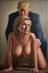 ai ai_generated ass ass_grab boobs_out breasts donald_trump embracing hillary_clinton hugs love lovers secretly_loves_it truth