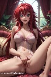 1girls :d ahoge ai_generated artist_name babydoll bare_shoulders blurry blush bra breasts cleavage clothing_aside collarbone crossed_bangs curtains female_masturbation fingering green_eyes hair_between_eyes hi_res high_school_dxd huge_ahoge indoors knee_up large_breasts lingerie long_hair looking_at_viewer masturbation navel open_mouth panties panties_aside patreon_username petals progenarts pussy red_hair rias_gremory rose rose_petals sitting smile solo spread_legs stomach thighs uncensored underwear underwear_only upper_teeth_only very_long_hair window