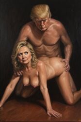 ai ai_generated ass ass_grab boobs_out breasts donald_trump embracing hillary_clinton hugs love lovers secretly_loves_it truth
