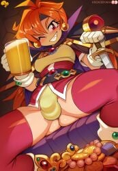 1futa beer breasts bulge bulge_through_clothing futa_only futanari intersex krokobyaka lina_inverse looking_at_camera looking_at_viewer no_source orange_hair small_breasts