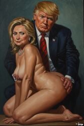 ai ai_generated ass ass_grab boobs_out breasts donald_trump embracing hillary_clinton hugs love lovers secretly_loves_it truth