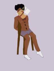 blush boxers_(clothing) boxers_only brown_skin curly_hair dark_skin date_everything embarrassed hector_valentino_airnesto_condicionado male male_only partially_clothed pathetic_male skinny