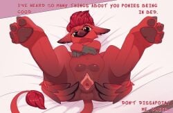 absurd_res anus ass bed bedroom_sex bodily_fluids chapaevv clitoris digital_media english_text fan_character feathered_wings feathers female feral furniture gemma_(disambiguation) genital_fluids genitals hair hasbro hi_res my_little_pony nipples nude pussy simple_background solo spread_legs spread_vulva spreading tail teats text vulva wings