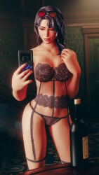 1girls 3d 3d_(artwork) big_breasts fortnite fortnite:_battle_royale lingerie mirror_selfie onyx_winter_(fortnite) purple_lingerie selfie