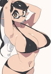 1girls big_breasts bikini black_hair breasts callie_(splatoon) female huge_breasts inkling large_breasts light-skinned_female light_skin long_hair looking_at_viewer nintendo splatoon splatoon_(series) tentacle_hair yuta_agc