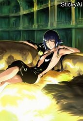 accurate_art_style ai_generated anime_coloring bleach bleach:_the_thousand-year_blood_war curvy female female_only mature mature_female milf pinup solo solo_female solo_focus stickyai