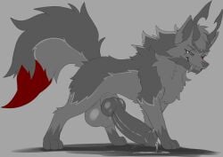 animal_genitalia animal_penis balls big_balls big_penis bodily_fluids canid canid_demon canine canine_genitalia canine_penis demon dripping fangs feral fluffy fluffy_tail genital_fluids genitals hellhound hi_res horn huge_balls huge_penis hyper hyper_genitalia hyper_penis knot looking_at_viewer male mammal markings mythological_canine mythological_creature mythology oxvin_the_hellhound penis precum precum_drip precum_on_ground sallandril scar simple_background smug_grin solo tail tail_markings teeth