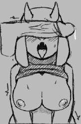 2026 anthro big_breasts biped bmoments846 body_worship boss_monster_(undertale) bovid breasts caprine digital_drawing_(artwork) digital_media_(artwork) female genital_worship goat half-length_portrait human male male/female mammal mature_anthro mature_female monochrome mostly_nude nipples open_mouth penile penis_covering_eyes penis_worship portrait pose solo tagme toriel undertale undertale_(series)