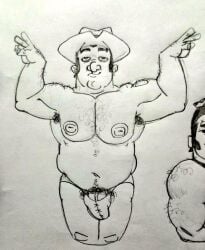 2025 brawl_stars bull_(brawl_stars) don_pornito gay male male_only monochrome supercell tagme traditional_media video_games yaoi
