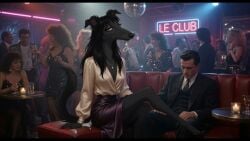 1boy 1girls 2026 ai_animation ai_generated ai_video animated anthro anthro_female black_fur black_hair borzoi breasts canid canine canis clothed conversation dialogue disco_ball domestic_dog dry_humping duo english_dialogue female flirty french_dialogue furry gasp grinding human_male indoors kissing male male/female male_human/female_anthro mammal nightclub realistic sound tagme talking video