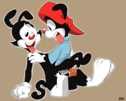 anal anal_sex animaniacs ass bottomless brothers crazedg furry furry_only gay hat incest male penetration penis plain_background sibling tongue tongue_out wakko_warner yakko_warner