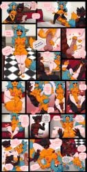 absurd_res anthro anus balls breasts cafe canid canine canis clothed clothing comic cunnilingus deep_cunnilingus dialogue domestic_cat duo ejaculation english_text erection facesitting feet felid feline felis female foot_fetish foot_play footjob footwear genitals hi_res knot knotted_penis legwear long_tongue maid_uniform male male/female mammal nipples oral pawpads paws penetration penis sasha_(softpawcafe) sex shawn_castillo sitting sitting_on_another skimpy socks softpawcafe spread_legs spreading steam stirrup_legwear stirrup_socks text thigh_highs tongue tongue_penetration uniform vaginal vulva wolf