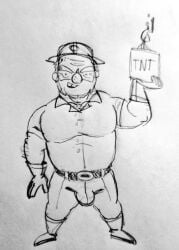 2025 brawl_stars bulge don_pornito dynamike_(brawl_stars) gay male male_only monochrome supercell tagme traditional_media video_games yaoi