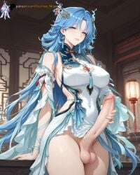 1futa 1futanari 1girls adult adult_female aged_up ai_generated balls bare_shoulders bed big_breasts big_penis blue_eyes blue_hair blush boobs breasts chinese_clothes dickgirl earrings female female_masturbation futa_only futanari girl hair_ornament indoor indoors jewelry light-skinned_female light_skin long_hair long_penis machine_muse masturbating_penis masturbation on_bed patreon_username penis perfect_body solo solo_female tacet_mark_(wuthering_waves) uncensored very_long_hair watermark wuthering_waves