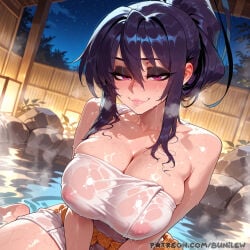 1girl 1girls ahoge ai_generated akeno_himejima bangs big_ass big_breasts black_hair blush boobs boobs_out breasts breasts_out breasts_outside bunilew collarbone curvy dark_hair female female_focus female_only focus fringes girl high_school_dxd himejima_akeno large_breasts nipples nipples_outside nsfw nude nude_female onsen panties panties_aside pink_eyes ponytail purple_hair pussy pussy_focus pussy_juice pussy_peek sexy sexy_pose sidelocks solo solo_female solo_focus teeth tits_out towel uncensored underwear vagina vaginal_fluids vaginal_juices wet wet_pussy