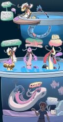 amber_eyes anthro_to_feral aquarium big_ditt_(chabble) breast_shrinking brown_nipples burnet_(pokemon) chabble ditto feral feral_transformation fins fish fish_girl long long_body magikarp mental_transformation milotic mind_alteration no_arms no_legs nude pokemon red_eyes red_hair swimming transformation underwater water white_hair yellow_body