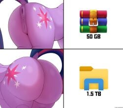 absurd_res animal_genitalia animal_vulva anus big_butt butt butt_focus cutie_mark decompressed_file_meme dock_(anatomy) equid equine equine_anus equine_genitalia equine_vulva faceless_character female feral friendship_is_magic genitals hasbro hi_res huge_butt mammal meme my_little_pony nording puffy_anus purple_body quadruped raised_tail solo tail thick_thighs twilight_sparkle_(mlp) vulva
