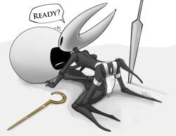 anthro darkmageorigin dominant dominant_female duo female female/female genitals hi_res hollow_knight:_silksong hollow_knight_(franchise) hornet_(hollow_knight) lace_(hollow_knight:_silksong) leaking strapon team_cherry vulva