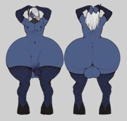 1boy 1femboy alien blue_body blue_skin femboy freakykainsfw male male_only solo solo_male tau thick_thighs white_hair wide_hips