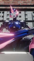 3d angry arcee arcee_(prime) arcee_(prime)_(trawert) blender low-angle_view