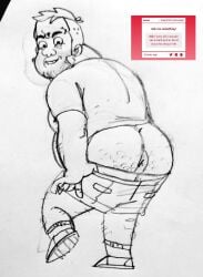 2025 anus ass craig_of_the_creek don_pornito elder_barry_(craig_of_the_creek) gay male male_only monochrome mooning straw.page tagme traditional_media yaoi