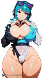 1girl ai_generated animal_ear_headphones areola_slip artist_name bangs blue_eyes blue_hair breasts brown_eyes cameltoe cleavage covered_nipples curvy eyewear_on_head headphones heart heterochromia highleg huge_breasts large_breasts leotard lipstick looking_at_viewer luna_snow luna_snow_(cool_summer) luna_snow_(marvel_rivals) makeup marvel marvel_comics marvel_rivals one-piece_swimsuit patreon questionable see-through senpai_pixels short_hair simple_background smile solo sunglasses swimsuit thick_thighs thigh_gap thighs wet wet_clothes white_background wide_hips