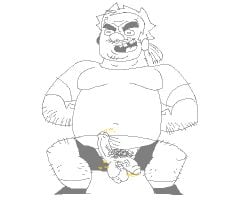 2025 don_pornito gay male male_only microsoft_paint monochrome original_character overweight peeing tagme yaoi