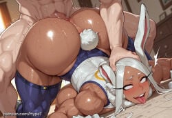 1boy 1girl ai_generated alternate_version_at_source big_ass big_breasts big_butt big_hips breasts breasts_out bunny_ears bunny_girl child_bearing_hips dark-skinned_female dark_skin happy hips_wider_than_shoulders huge_ass huge_breasts hypet indoors long_hair motion_lines muscular muscular_female my_hero_academia nipples pinned_down red_eyes rumi_usagiyama sex sex_from_behind shiny shiny_skin steam steaming_body strong_female sweating tagme tall tall_female taller_female thick thick_ass thick_hips thick_legs thick_thighs thighs white_hair wide_hips