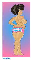 1girls amy_wong asian asian_female ass big_ass big_breasts black_hair breasts female female_only futurama jyaboislewd nipples short_hair shorts solo topless